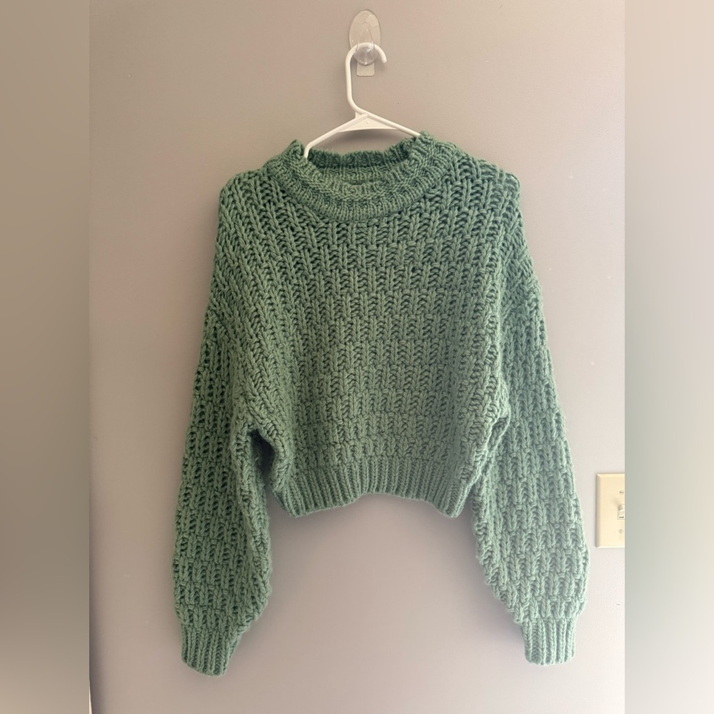 Universal Thread Knit Sweater Women’s SZ XS Green Chunky Crew Neck Oversized